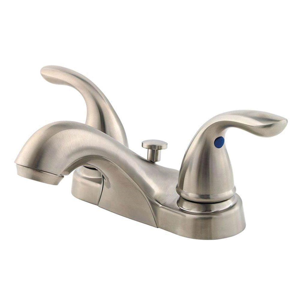 PfISTER® Pfirst 2-Handle Centerset Bathroom Faucet with Push-Seal Drain, Brushed Nickel