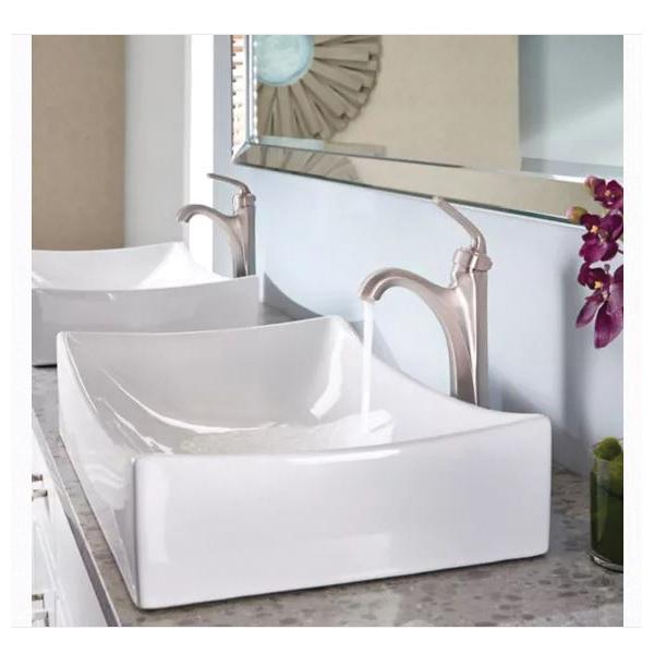 1.2 gpm 1/2-14 NPSM 1 Lever Handle Deck Mount Single Control Vessel Bathroom Faucet, Brushed Nickel thumbnail 2