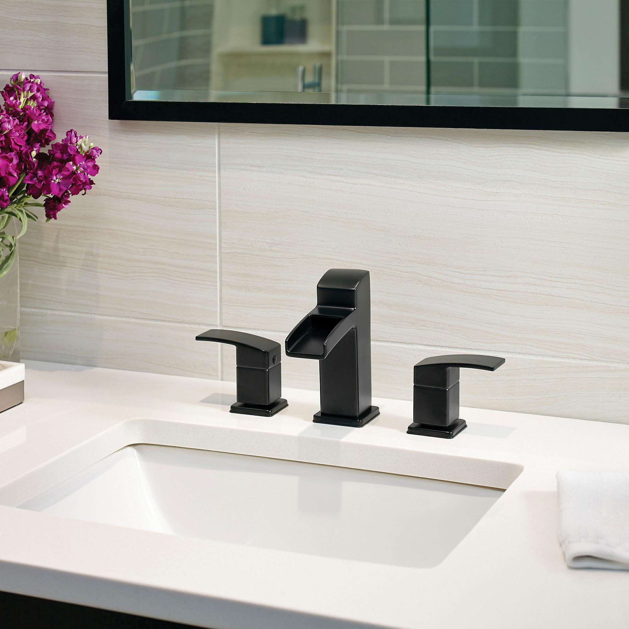 1.2 gpm 2-Lever Handle Metal Widespread Bathroom Faucet, Matte Black