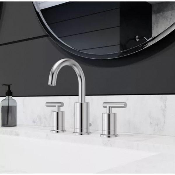 1.2 gpm 2-Lever Handle Metal Widespread Bathroom Faucet, Polished Chrome