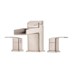 Pfister™ Kenzo™ RT6-5DF Professional Grade 2 Lever Handle 3 Hole Deck Mount Roman Tub Trim, 15 - 18 gpm, Brushed Nickel