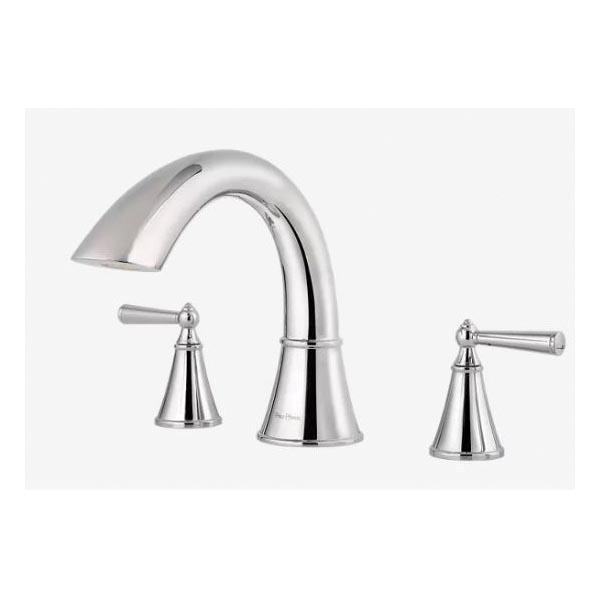 Pfister™ Saxton™ RT6-5GL Professional Grade 2 Lever Handle 3 Hole Deck Mount Roman Tub Trim, 15 - 18 gpm, Chrome
