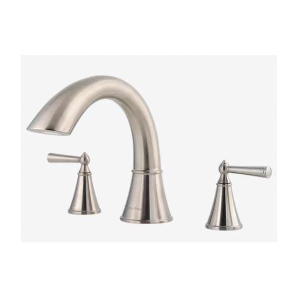 Pfister™ Saxton™ RT6-5GL Professional Grade 2 Lever Handle 3 Hole Deck Mount Roman Tub Trim, 15 - 18 gpm, Brushed Nickel