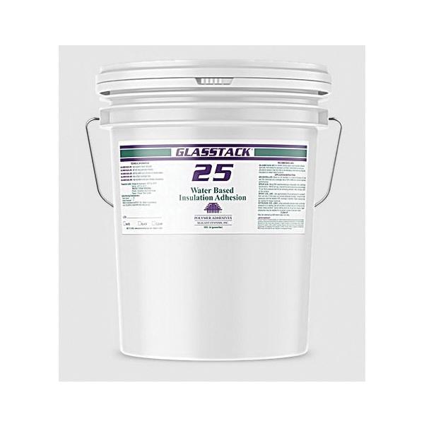 Polymer Adhesives GlassTack 25 Series GT25-5(B) Water Based Insulation Adhesive, Liquid, Gray/White, 5 gal Pail