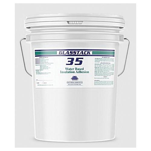 Polymer Adhesives GlassTack 35 Series GT35-5 Water Based Insulation Adhesive, Liquid, Gray/White, 30 min Dry Time, 5 gal
