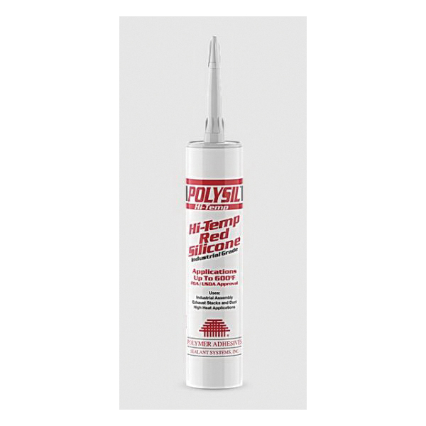 Polymer Adhesives Polysil™ PSHT-T High-Temp Sealant, Red, Silicone Base, 5 to 7 days Curing, 10.3 oz, Tube