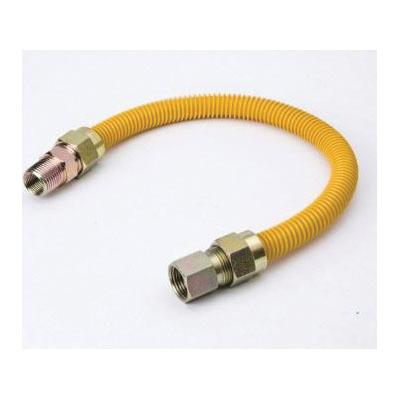 Mueller&reg; G012YE Stainless Steel Gas Connector, 1/2 inch MIP x 1/2 inch FIP x 18 inch Length, Yellow Epoxy Coated