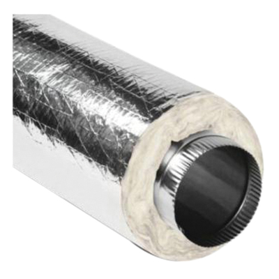 Quietflex® SS80-4 Insulated Reinforced Sleeve, 2 in Thick, 5 ft L, R8 R-Value, Fiberglass/Polyester, Silver