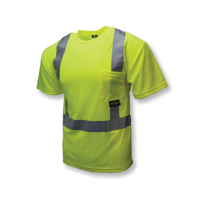 Radians ST11 1-Upper Left Front 100% Wicking Polyester Mesh Safety T-Shirt, XL, Hi-Viz Green