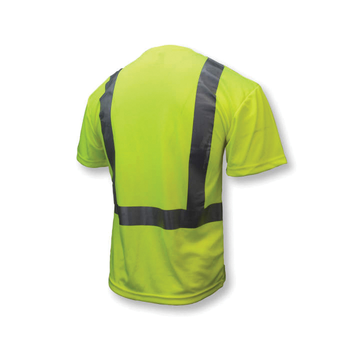 Radians ST11 1-Upper Left Front 100% Wicking Polyester Mesh Safety T-Shirt, XL, Hi-Viz Green