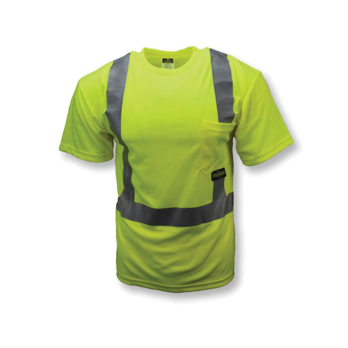 Radians ST11 1-Upper Left Front 100% Wicking Polyester Mesh Safety T-Shirt, XL, Hi-Viz Green