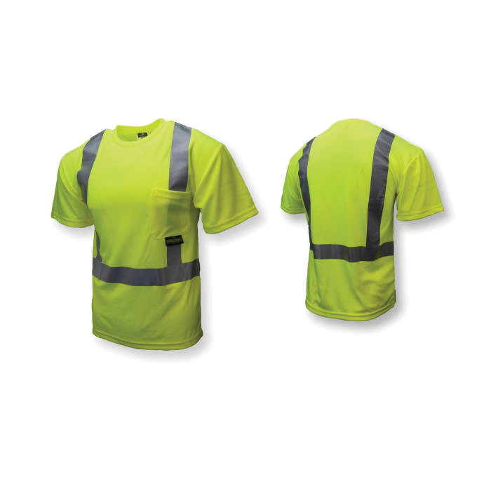 Radians ST11 1-Upper Left Front 100% Wicking Polyester Mesh Safety T-Shirt, XL, Hi-Viz Green