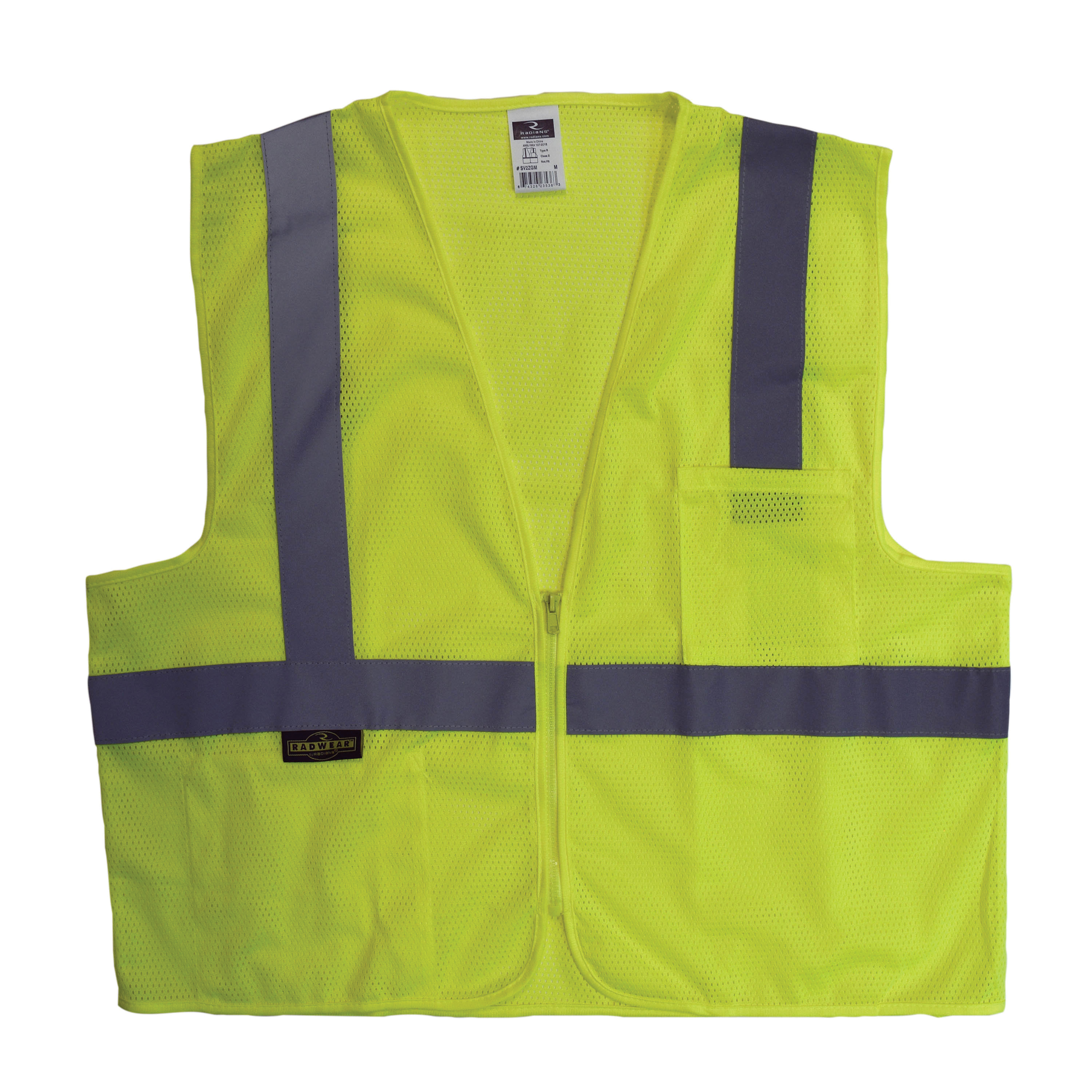 Radians SV2Z Economy Class 2 100% Polyester Mesh Safety Vest, X-Large, High Visibility Green