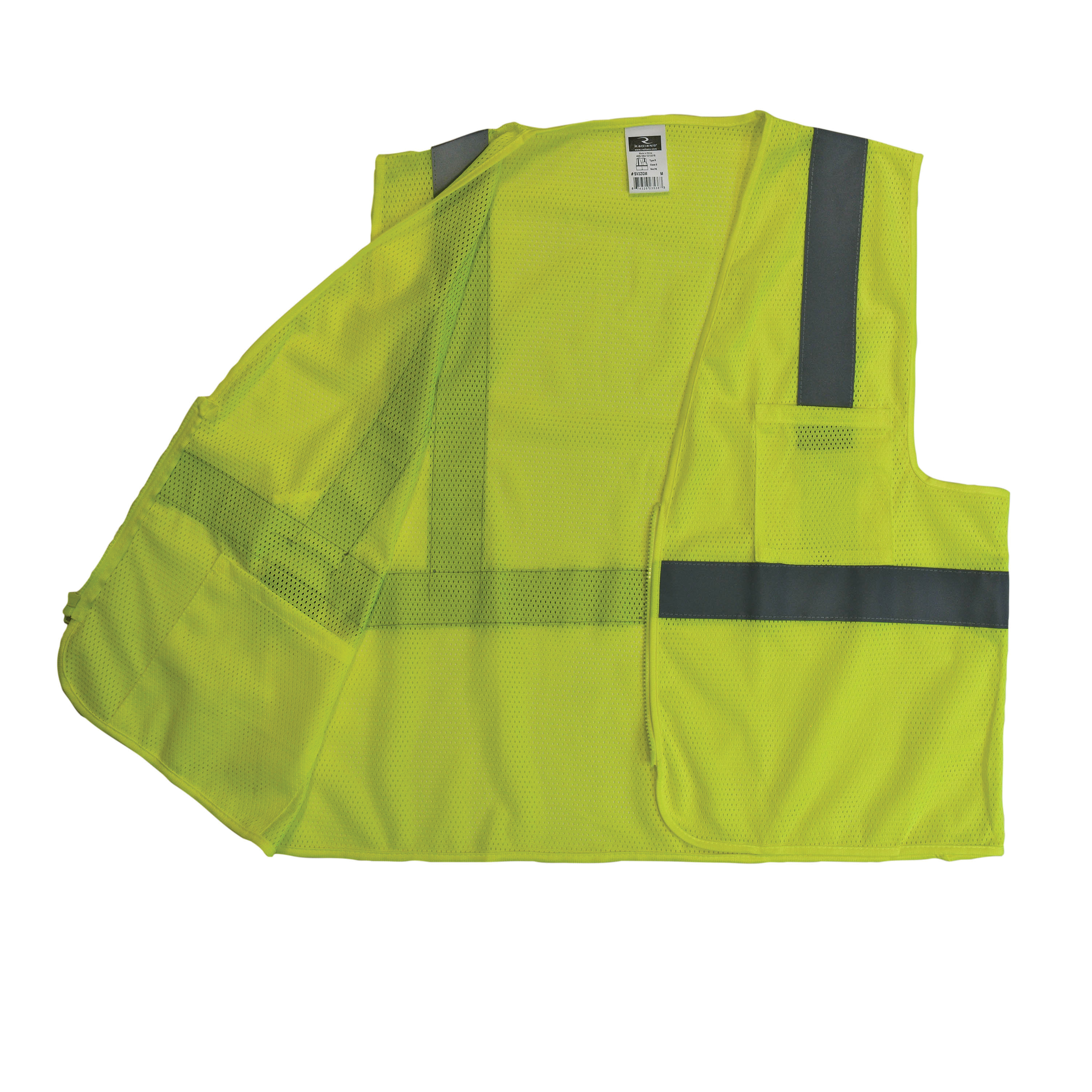 Radians SV2Z Economy Class 2 100% Polyester Mesh Safety Vest, X-Large, High Visibility Green