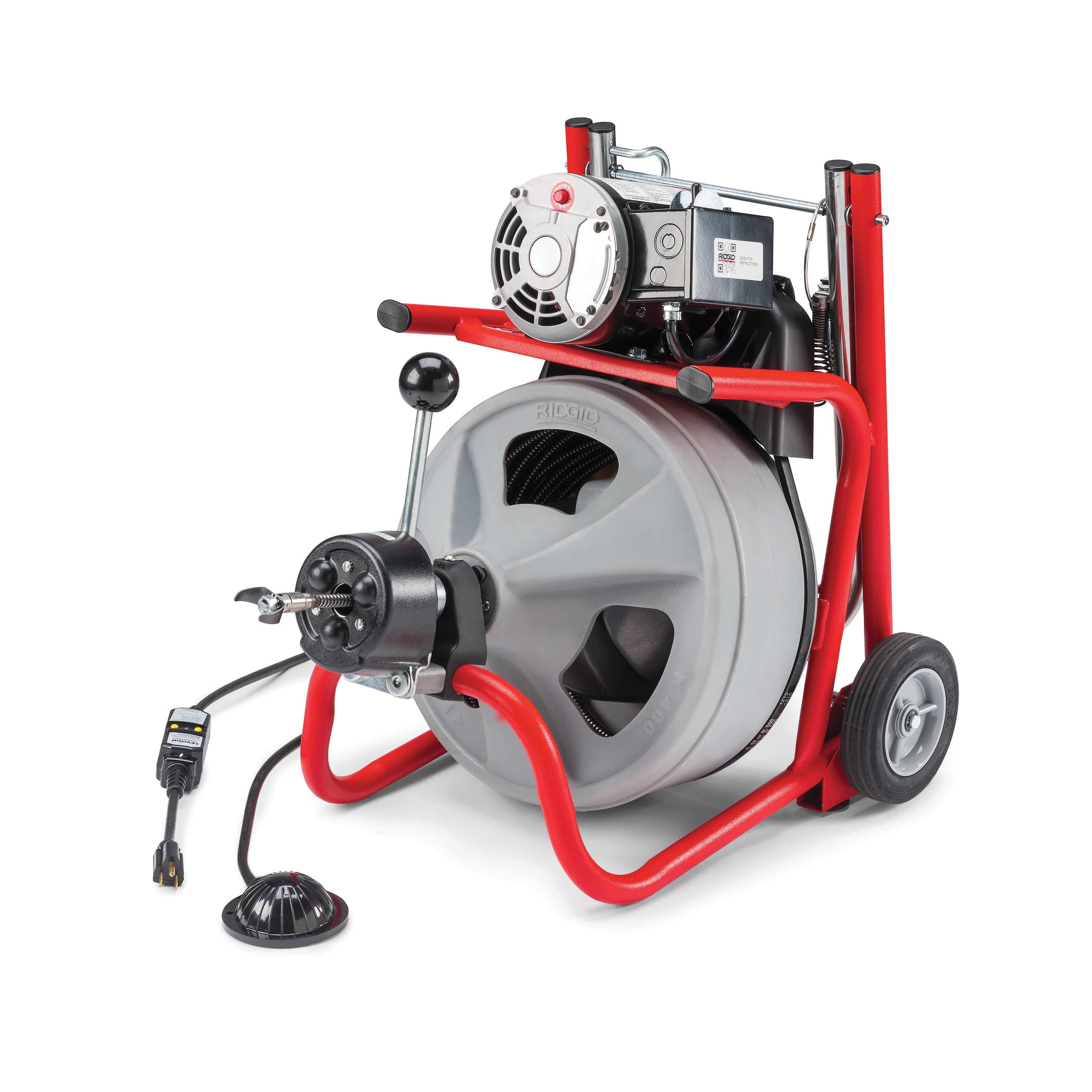 RIDGID&reg; 27013 Drum Machine Kit With Gloves, 1-1/2 to 4 in Drain Line, Corded Power Source, 100 ft Max Run, 120 V