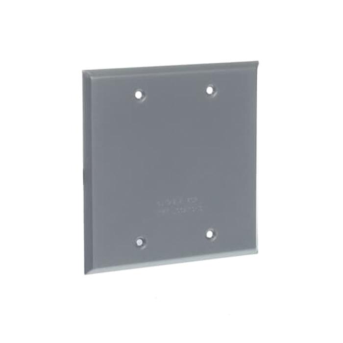Red Dot® 2CCB Weather-Proof Receptacle Blank Cover, 2 -Gang, Steel, Silver