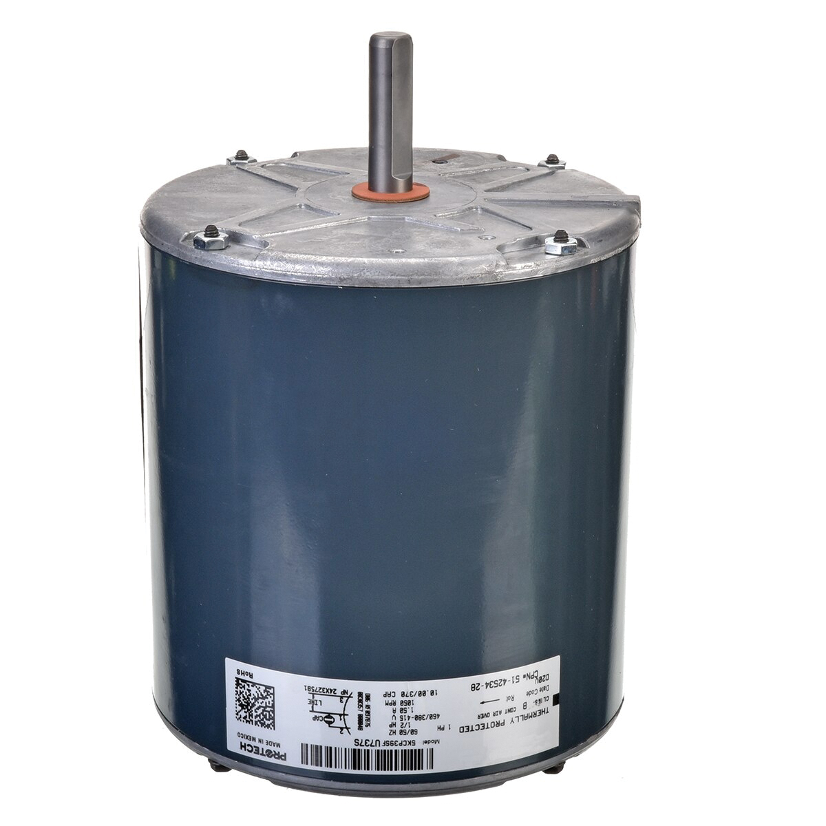 PROTECH™ 51-42534-28 Fan Motor, 1/2 hp Motor, 380 to 415/460 V, 1 ph, 1075 rpm Motor, Permanent Split Capacitor Motor