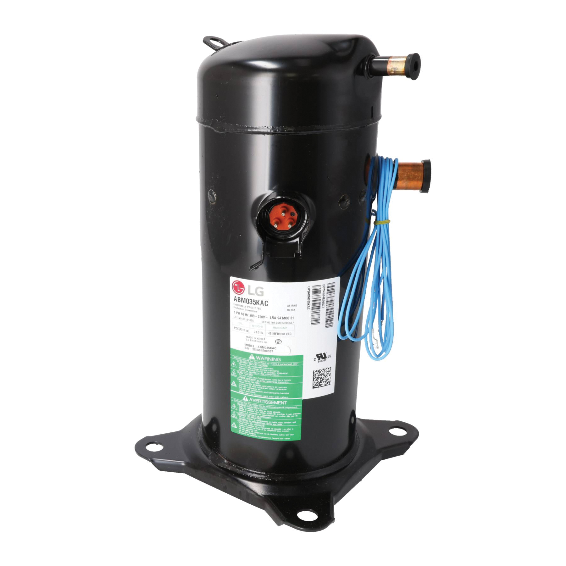 Rheem® 55-107225-190 Scroll Compressor, 42000 Btu/hr Cooling, 208-230 V, R-410A Refrigerant thumbnail 2
