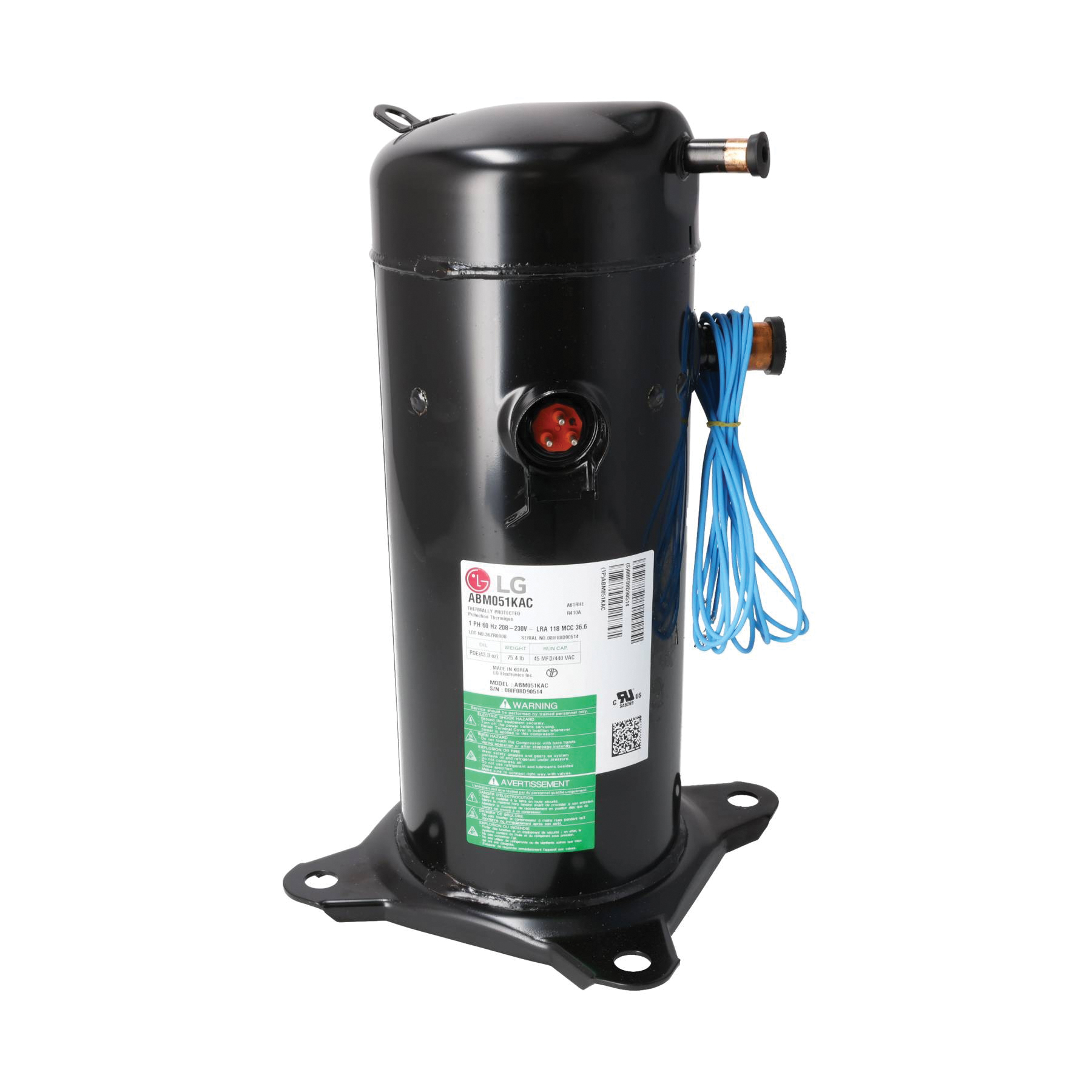 Rheem® 55-107225-191 2-Stage Scroll Compressor, 64100 Btu/hr, 208/230 V, 60 Hz, 1 ph, R-410A Refrigerant, 16-11/16 in H thumbnail 4