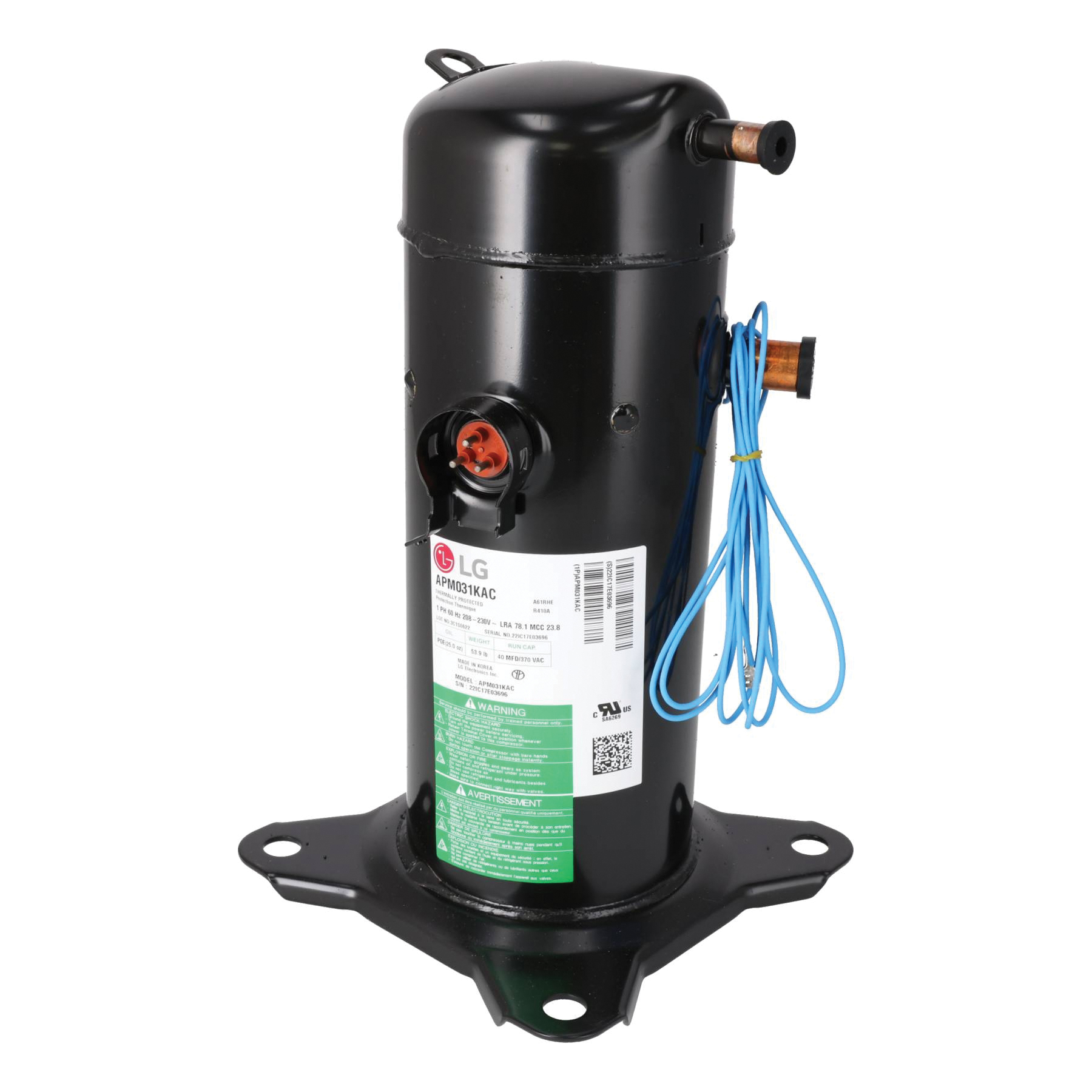 Rheem® 55-107225-194 Scroll Compressor, 36000 Btu/hr Cooling, 208-230 V, R-410A Refrigerant thumbnail 3