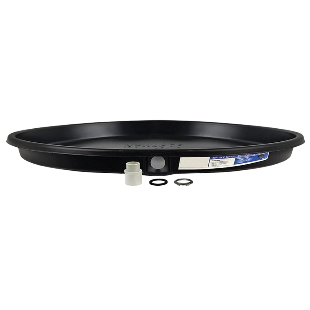 Rheem® 60078 Water Heater Drain Pan, 28 in ID x 30 in OD Dia, 1-9/32 in Drain Connection, Plastic
