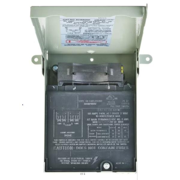 Rheem Disconnect Switch, 230 V, 60 A, NEMA 3R Enclosure, Non-Fused Disconnect thumbnail 2