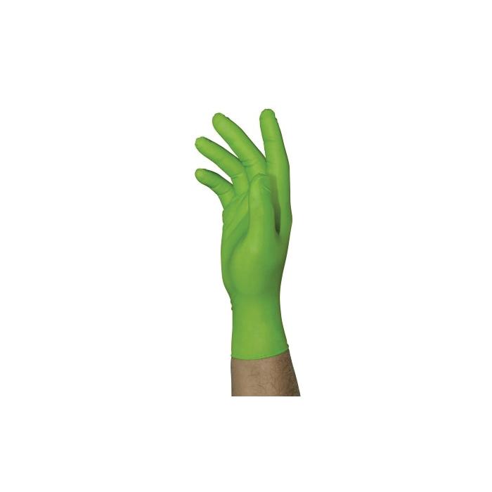 SAS Safety Corp® Derma-Vue Extra Strength Hi-Viz Disposable Gloves, Medium, Green; 100/Box