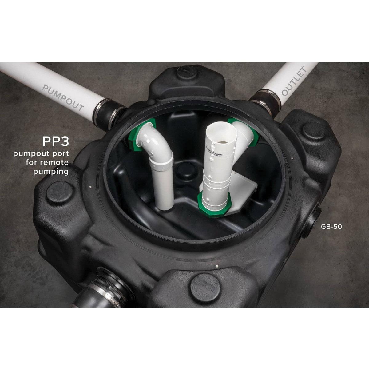 SCHIER GB50 Hydromechanical Grease Interceptor with Pedestrian Rated Composite Cover, Indoor/Outdoor, 65 Gallon Liquid Capacity