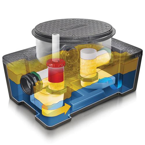 SCHIER GB1 Hydromechanical Grease Interceptor, Indoor, 10 Gallon Liquid Capacity