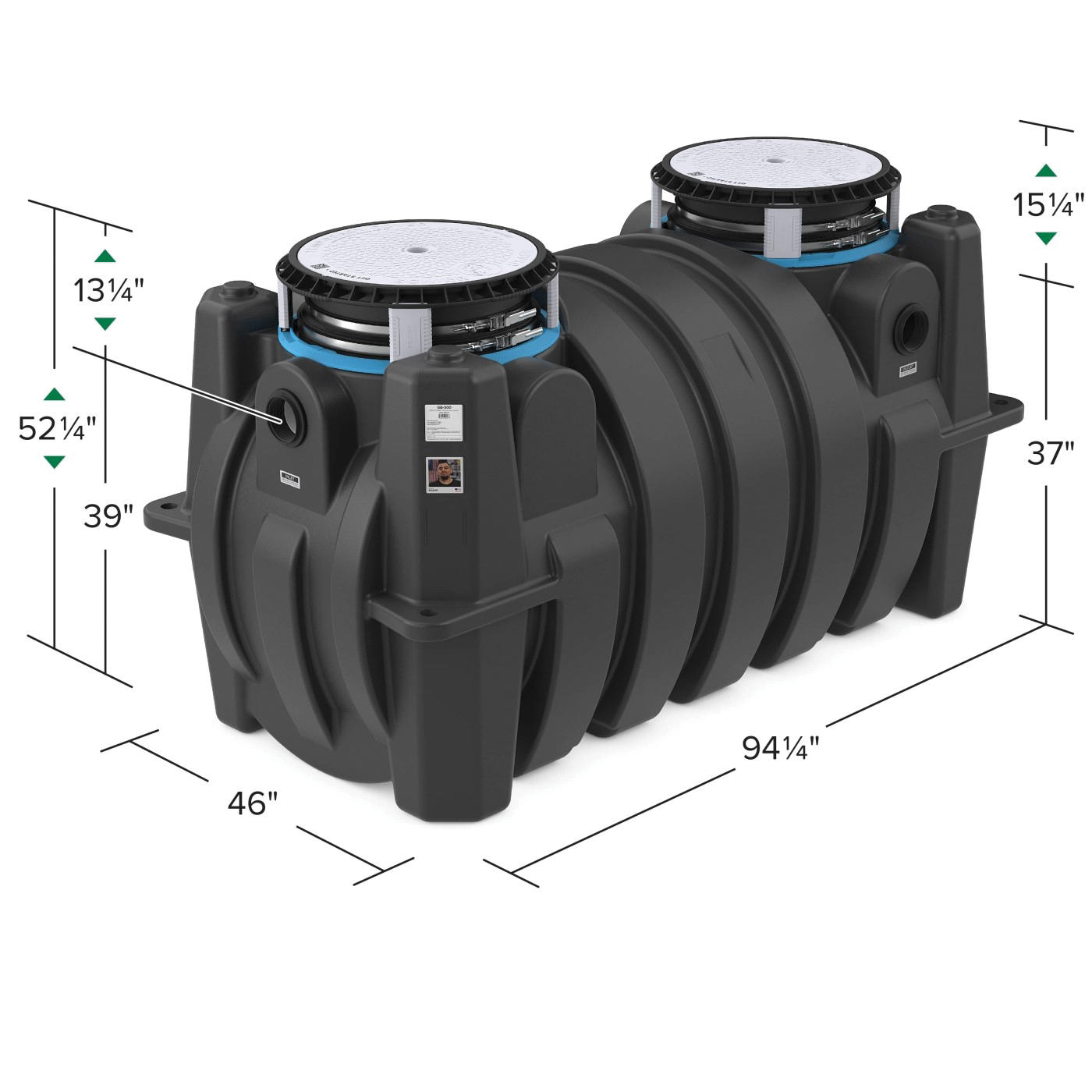 SCHIER GB500 Hydromechanical Grease Interceptor with H-20 Rated Cast Iron Cover, Indoor/Outdoor, 510 Gallon Liquid Capacity