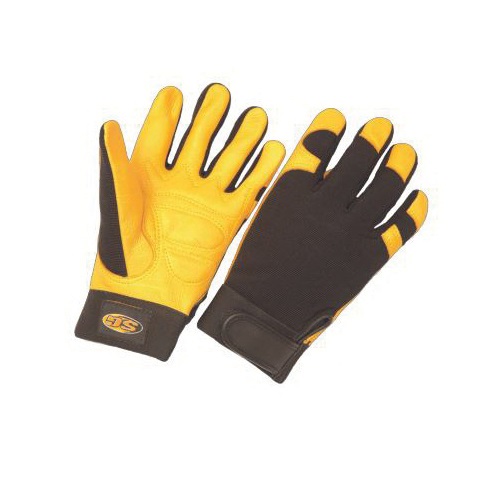 SEATTLE GLOVE MCDV24-XL Anti-Vibration Gloves, XL, Deerskin Leather Glove, Black/Gold Glove