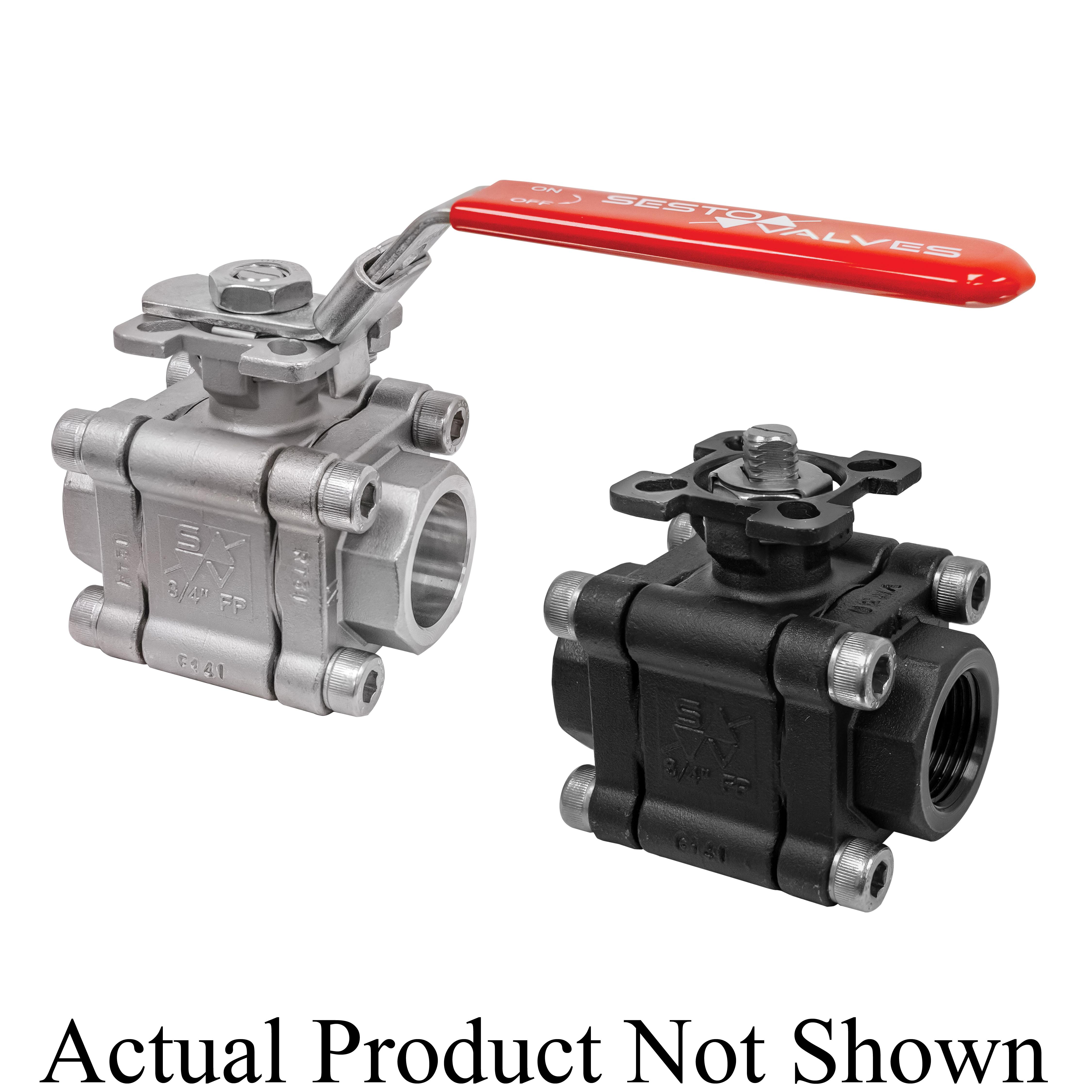 1" SESTO MODEL M32S-01-S60F-L M32 SERIES, FLOATING 3-PC CLASS 800/2000 WOG BALL VALVE, FULL PORT, SW X SW SOCKETWELD ENDS STAINLESS STEEL ASTM A351 CF8M BODY & BALL, STAINLESS STEEL ASTM A276-316 STEM, TFM 1600 SEATS, VITON O-RING, GRAPHITE FIRESAFE PACKING, AISI 304SS BOLTS, API607 ISO5211 DIRECT MOUNT FOR AUTOMATION W/ LOCKING LEVER HANDLE