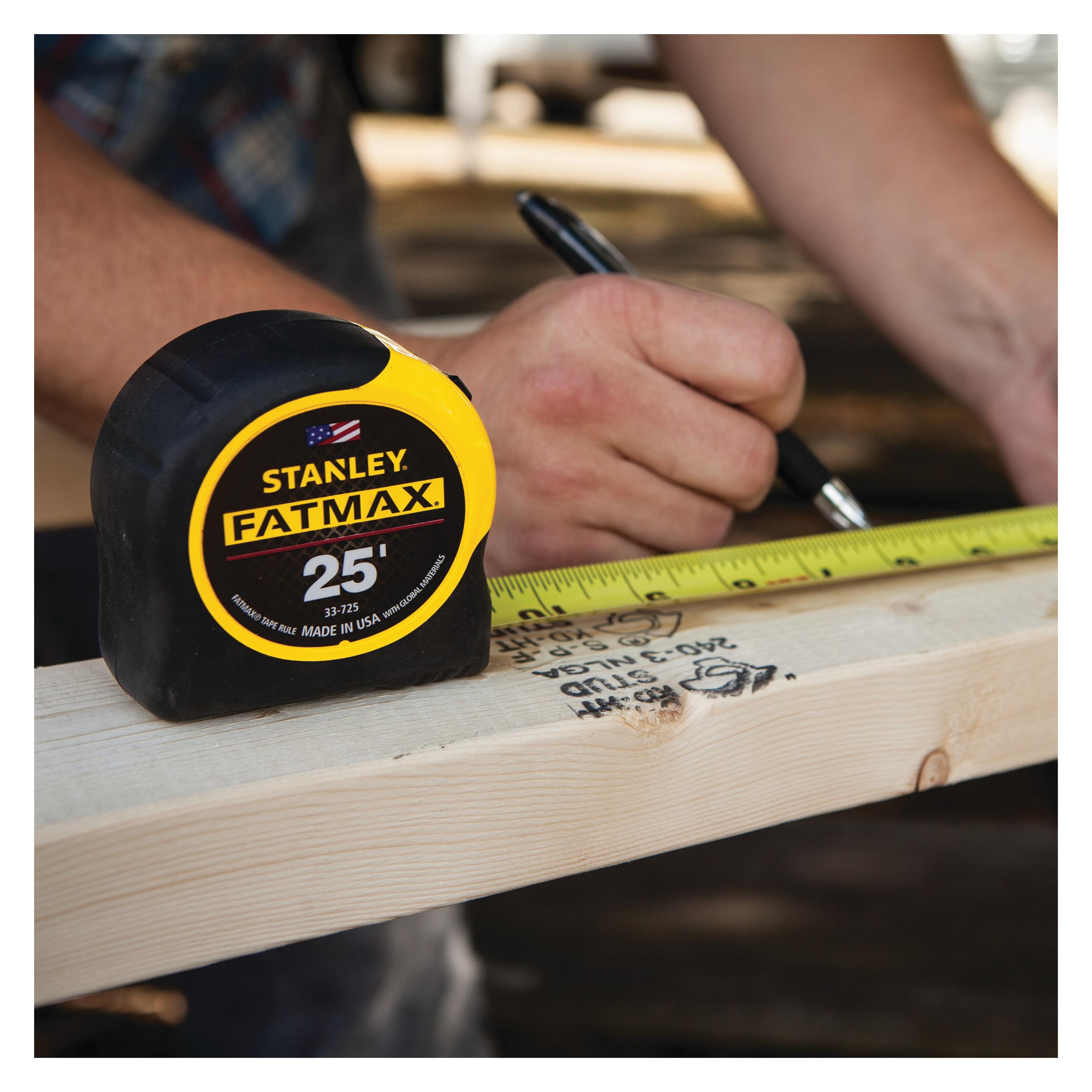 STANLEY® FATMAX® Classic Series 33-725 Tape Measure, 25 ft L Blade, 1/16 in Graduation, Steel Blade, Toggle Locking thumbnail 3