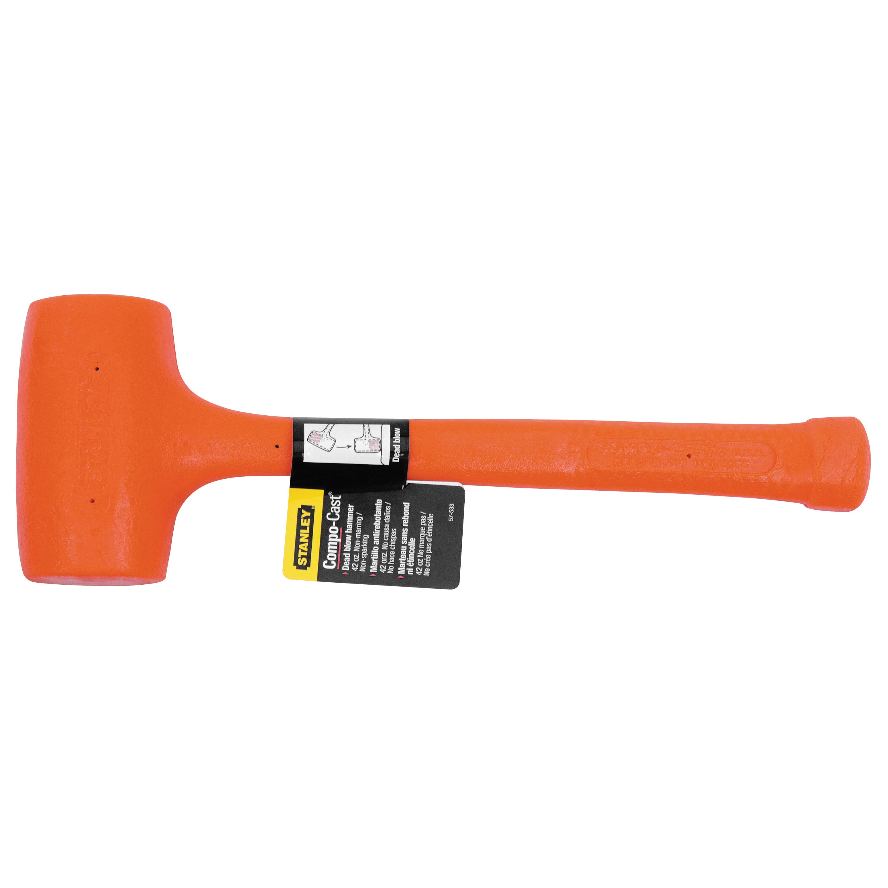 STANLEY® COMPO-CAST® 57-533 Hammer, 42 oz Head, 2-15/32 in Dia Face, 4-5/8 in L Head, Urethane Over Steel Head