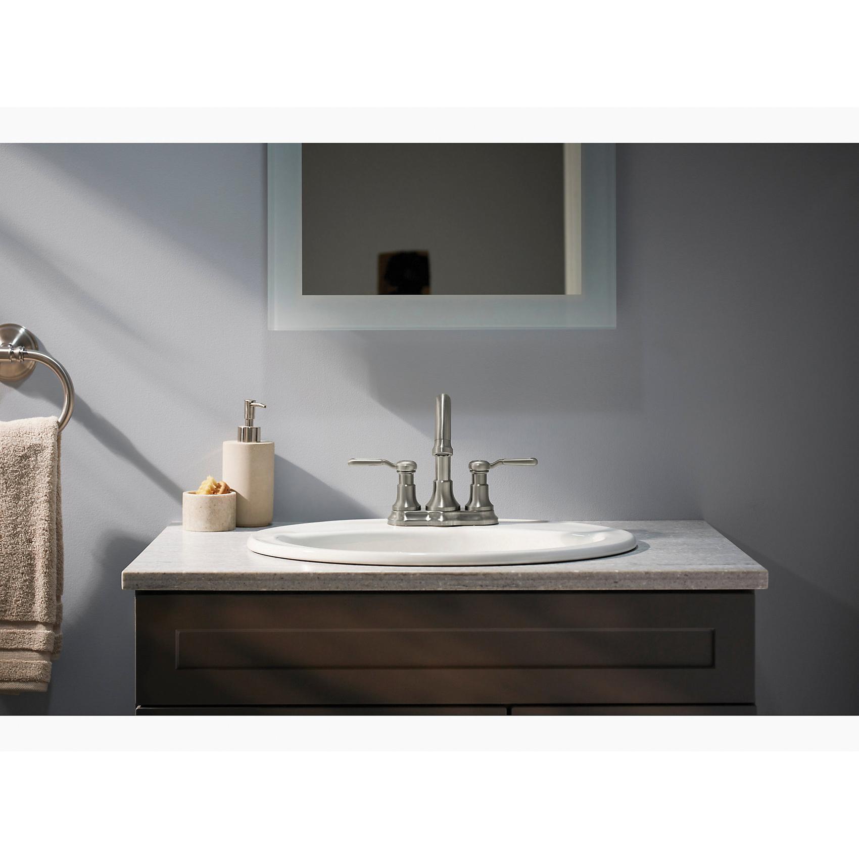 Sterling Plumbing Ludington™ 27373-4-BN 1/2 inch NPSM 1.2 gpm 2-Lever Handle Metal Centerset Bathroom Sink Faucet, Vibrant Brushed Nickel