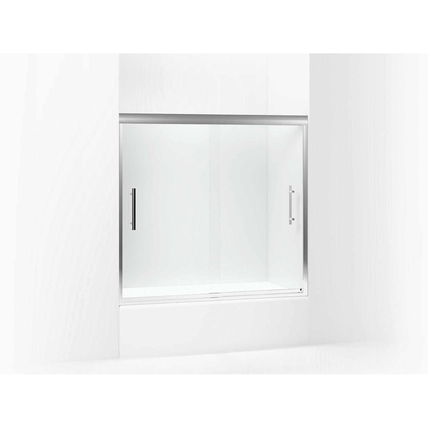 Sterling Plumbing Finesse™ Peak™ 542808-59S-G05 59-5/8 inch W x 55-1/2 inch H x 2-3/8 inch T Anodized Aluminum/Glass Sliding Bath Door, Silver Frame thumbnail 4