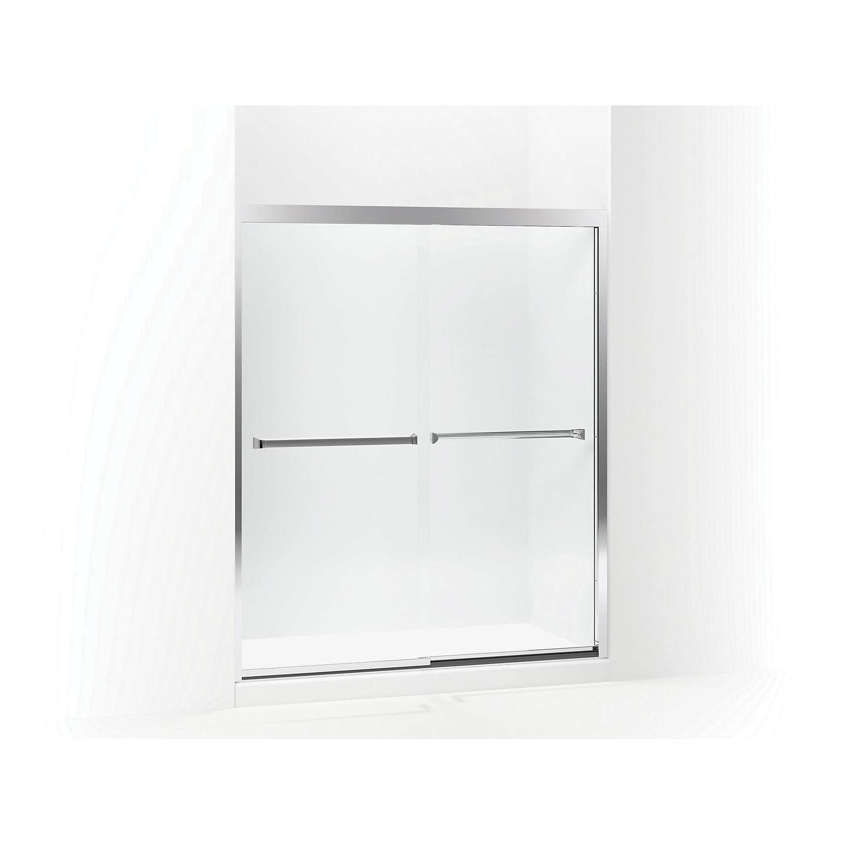 Sterling Plumbing Meritor™ 581075-59S-G05 59-3/8 inch W x 69-11/16 inch H x 2-1/16 inch T Anodized Aluminum/Glass Sliding Shower Door, Silver Frame