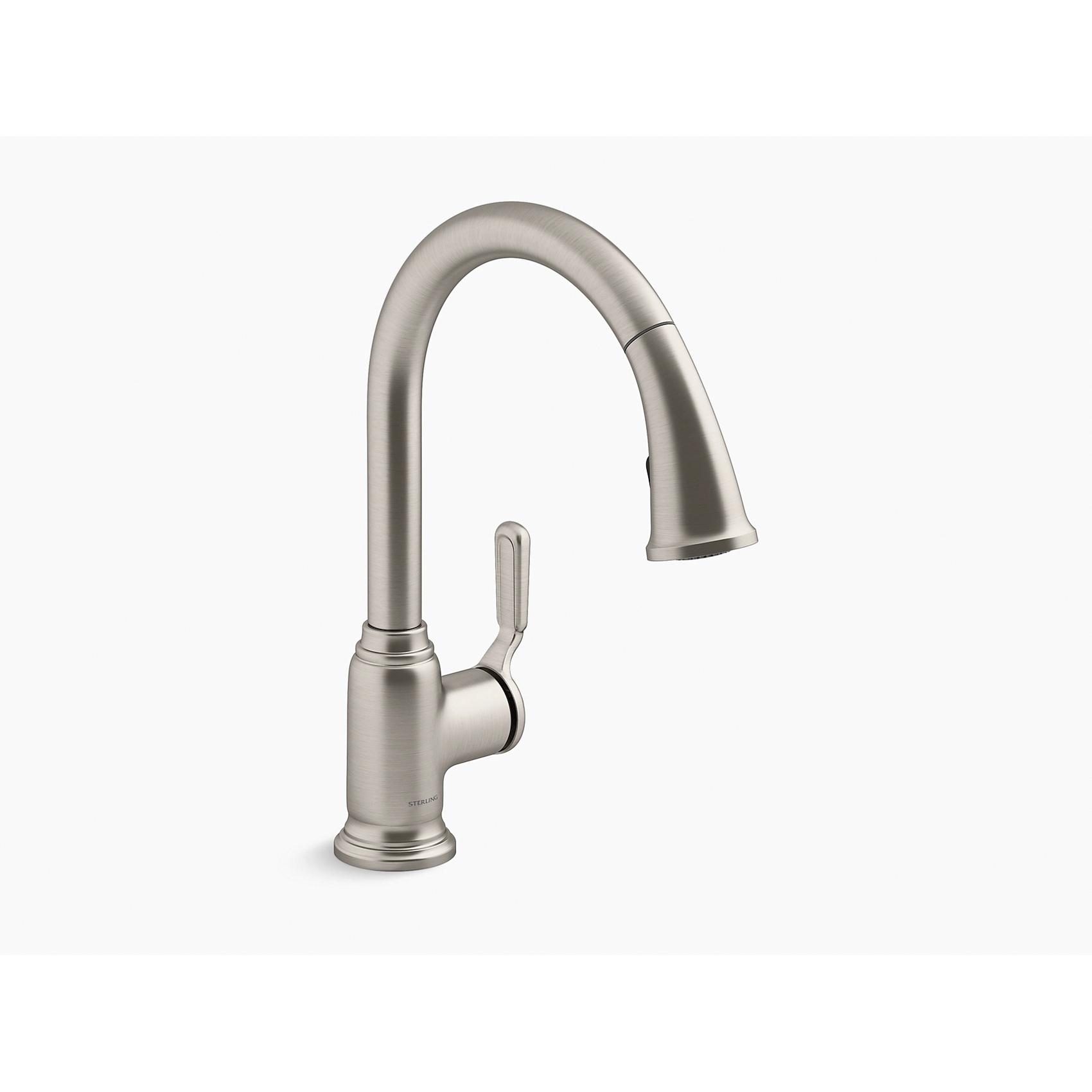 Sterling Plumbing Ludington™ 24272-VS 3/8 inch Compression 1.5 gpm 1-Lever Handle Metal Pull-Down Kitchen Faucet, Vibrant Stainless thumbnail 3