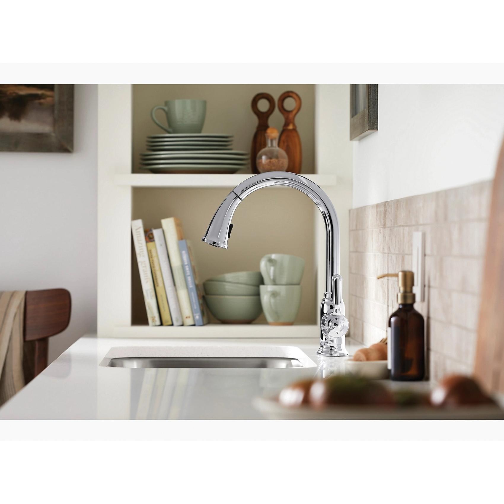 Sterling Plumbing Ludington™ 24272-VS 3/8 inch Compression 1.5 gpm 1-Lever Handle Metal Pull-Down Kitchen Faucet, Vibrant Stainless thumbnail 4