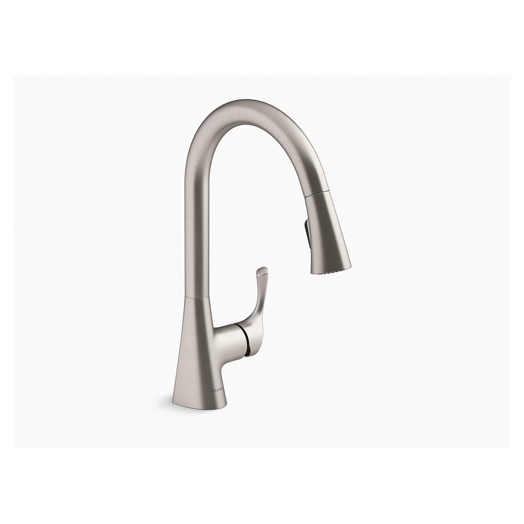 Sterling Plumbing Valton™ 24276-VS 3/8 inch Compression 1.5 gpm 1-Lever Handle Metal Pull-Down Kitchen Faucet, Vibrant Stainless