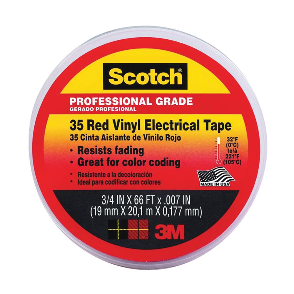 Scotch® 35 Series 7100157736 Electrical Tape, 7 mil Thick, 3.7 in W, 66 ft L, Red, Vinyl Adhesive, PVC Backing thumbnail 2