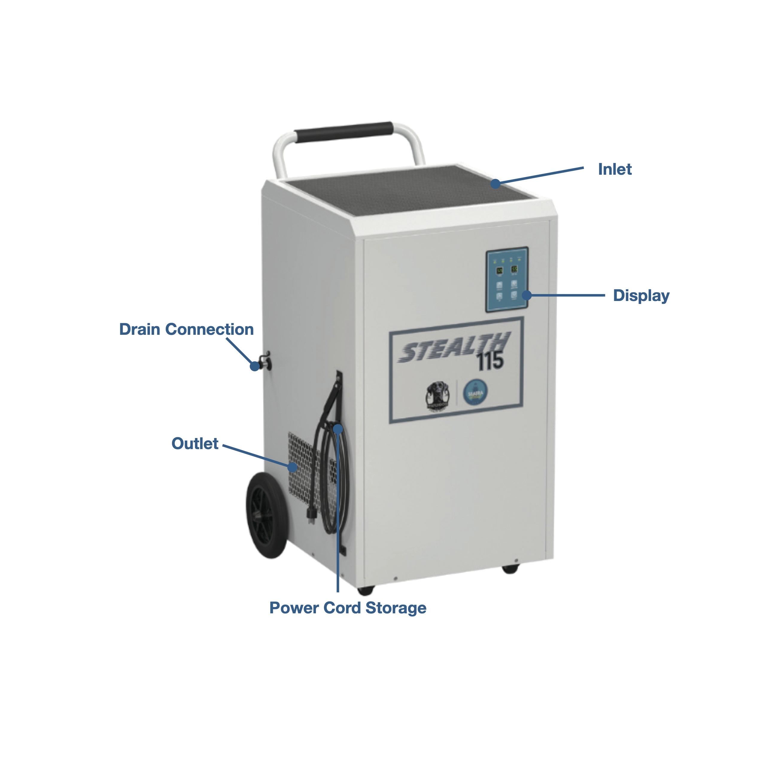 Seaira Global Watchdog Stealth Series STEALTH115 Dehumidifier, 115 pt Capacity, 115 V, 20000 cu-ft Coverage Area