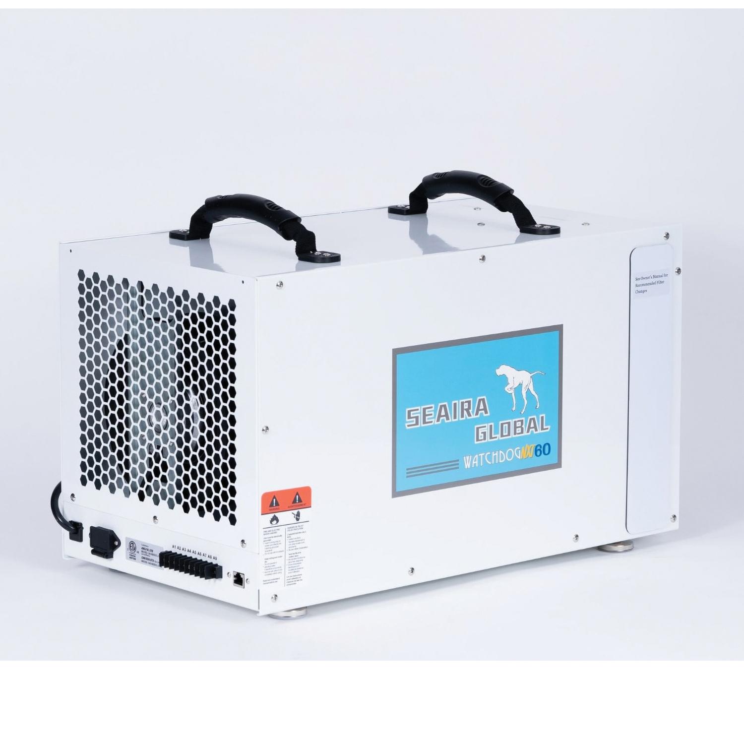 Seaira Global WATCHDOG NXT60 Dehumidifier, Aluminum, Remote Control, 60 ppd Capacity, 115 V, 11000 cu-ft Coverage Area