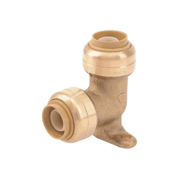 SharkBite™ U249LF 90 deg Drop Ear Elbow, 1/2 in Push-to-Connect x 1/2 in Push-to-Connect, Brass