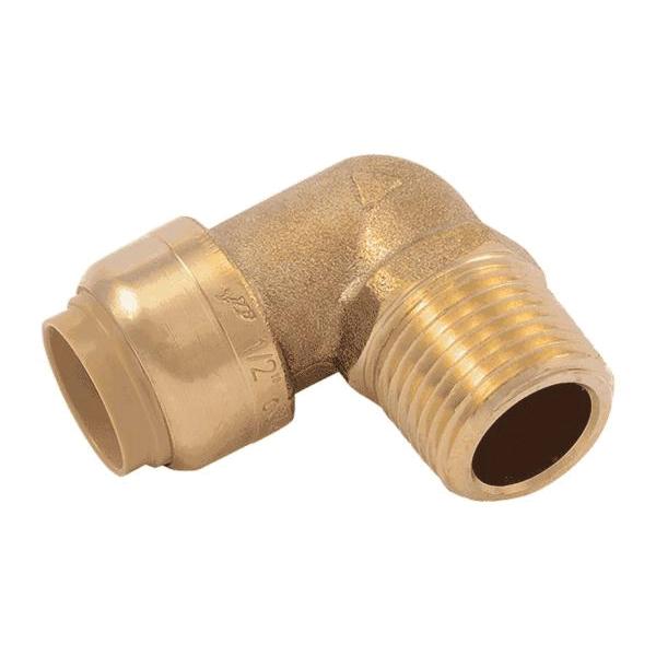 SharkBite™ U280LF Male Adapter Elbow, 1/2 in Push-to-Connect x 1/2 in MNPT, Brass, Chrome-Plated/Natural Brass