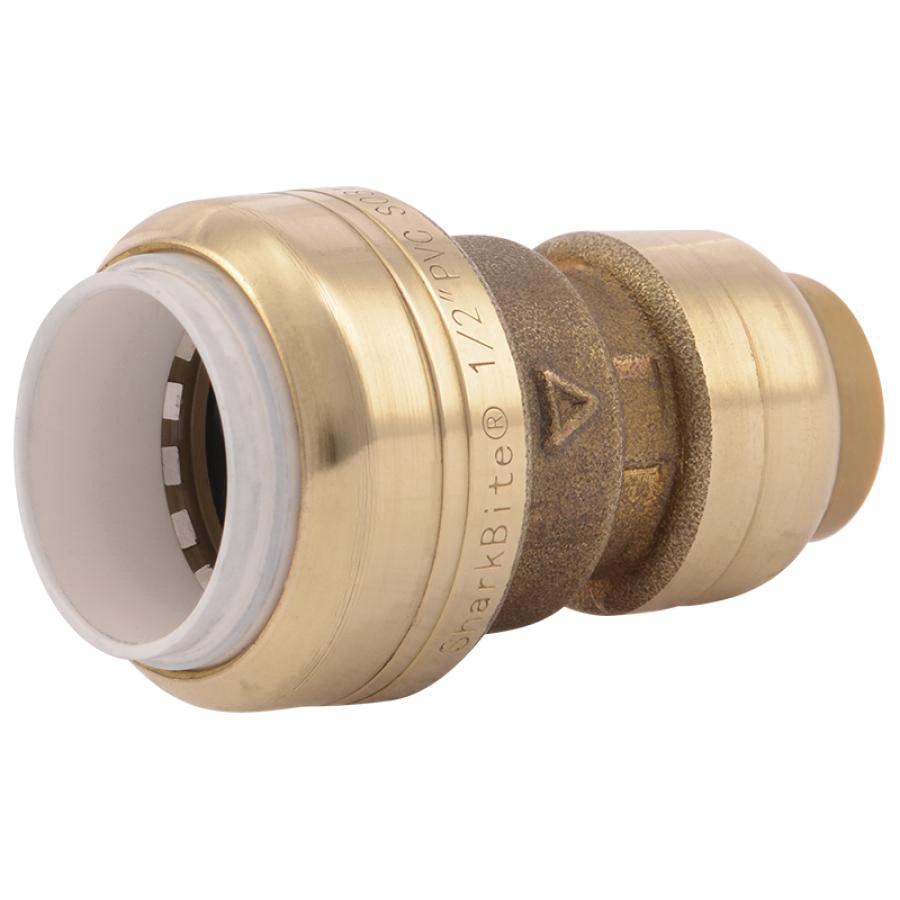 SharkBite™ UIP4008 Transition Coupling, 1/2 in CTS x 1/2 in Push-to-Connect, Brass, Natural Brass