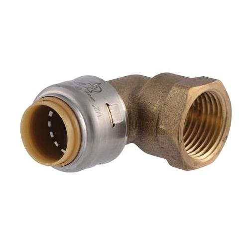 SharkBite™ SharkBite UR308 Female Adapter Elbow, 1/2 in Push-to-Connect x 1/2 in FNPT, Brass