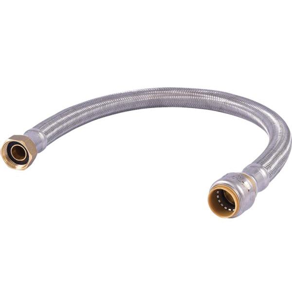 SharkBite™ UR3088FX24 Braided Water Heater Connector, 3/4 x 3/4 in, FIP x Push-to-Connect, 24 in L, Lead-Free