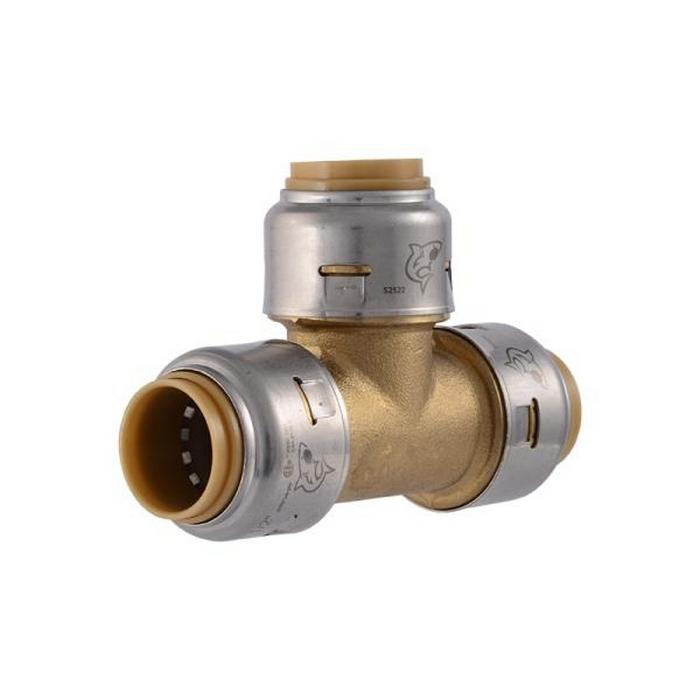 SharkBite™ UR362 Tee, 1/2 in Push-to-Connect x 1/2 in Push-to-Connect x 1/2 in Push-to-Connect, Brass