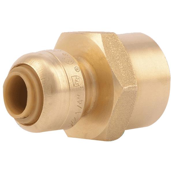 SharkBite&reg; U066 DZR Brass Reducing Adapter, 1/4 inch x 1/2 inch, Push-Fit x FNPT